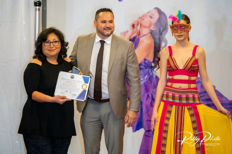 This is an image of a lady wearing a custom made inca style dress made by Betzabe Pujaico Designs in North Miami, FL.